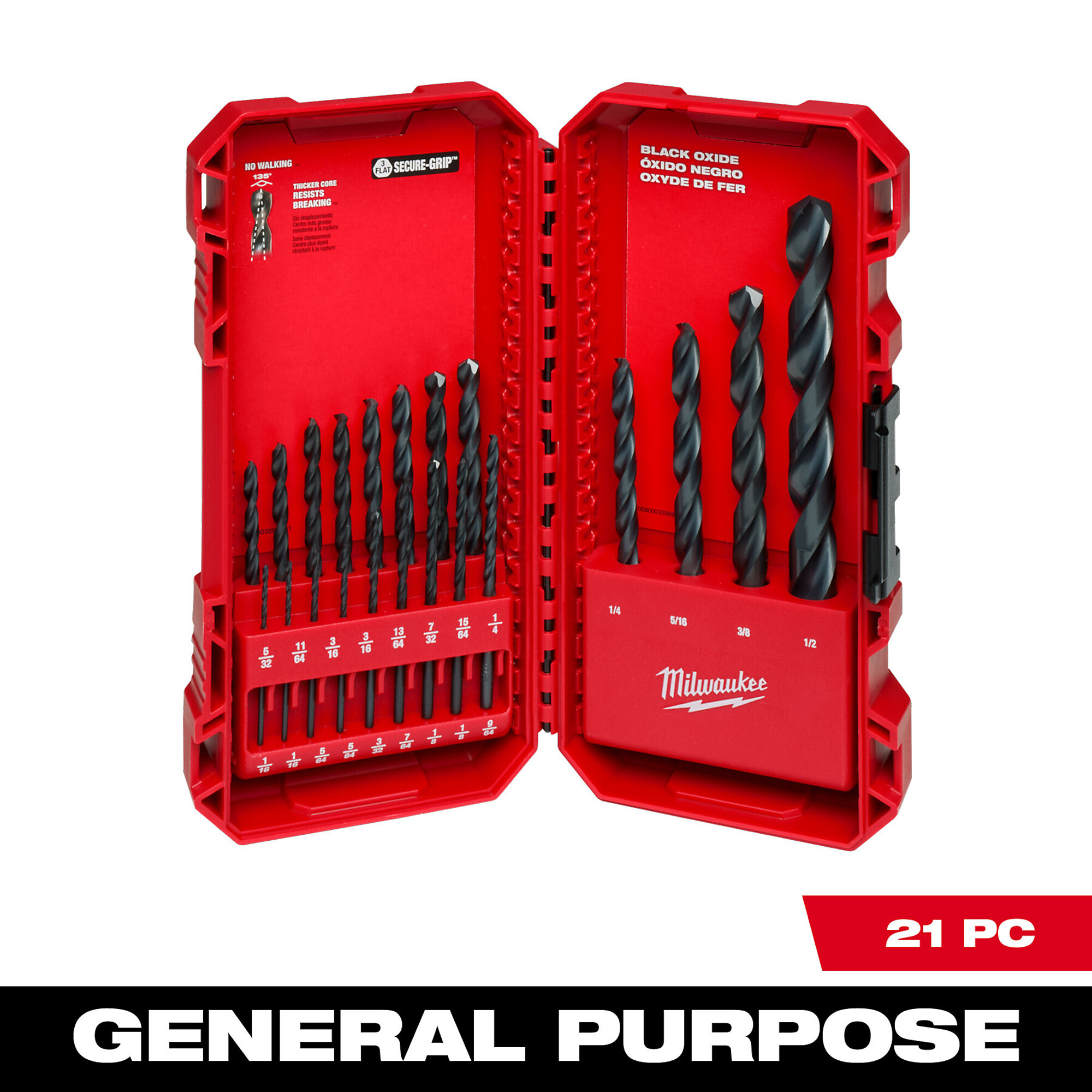 Milwaukee THUNDERBOLT Black Oxide Drill Bit Set, 21-Pc., Model# 48-89-2801